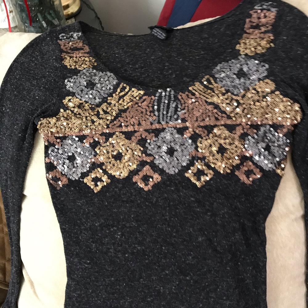 Dark Gray Daytrip Sequined Sweater